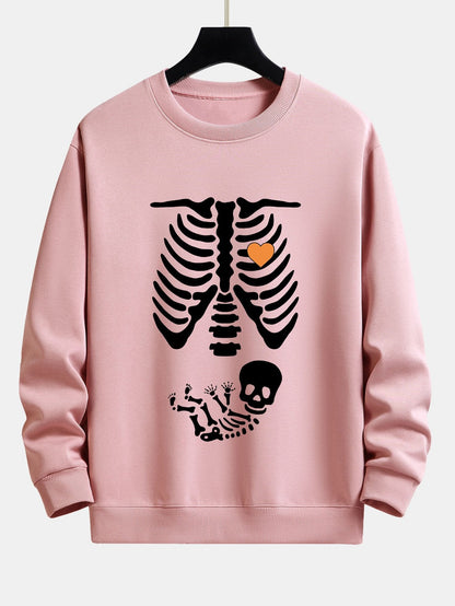 Funny Skeleton Baby Print Relax Fit Sweatshirt