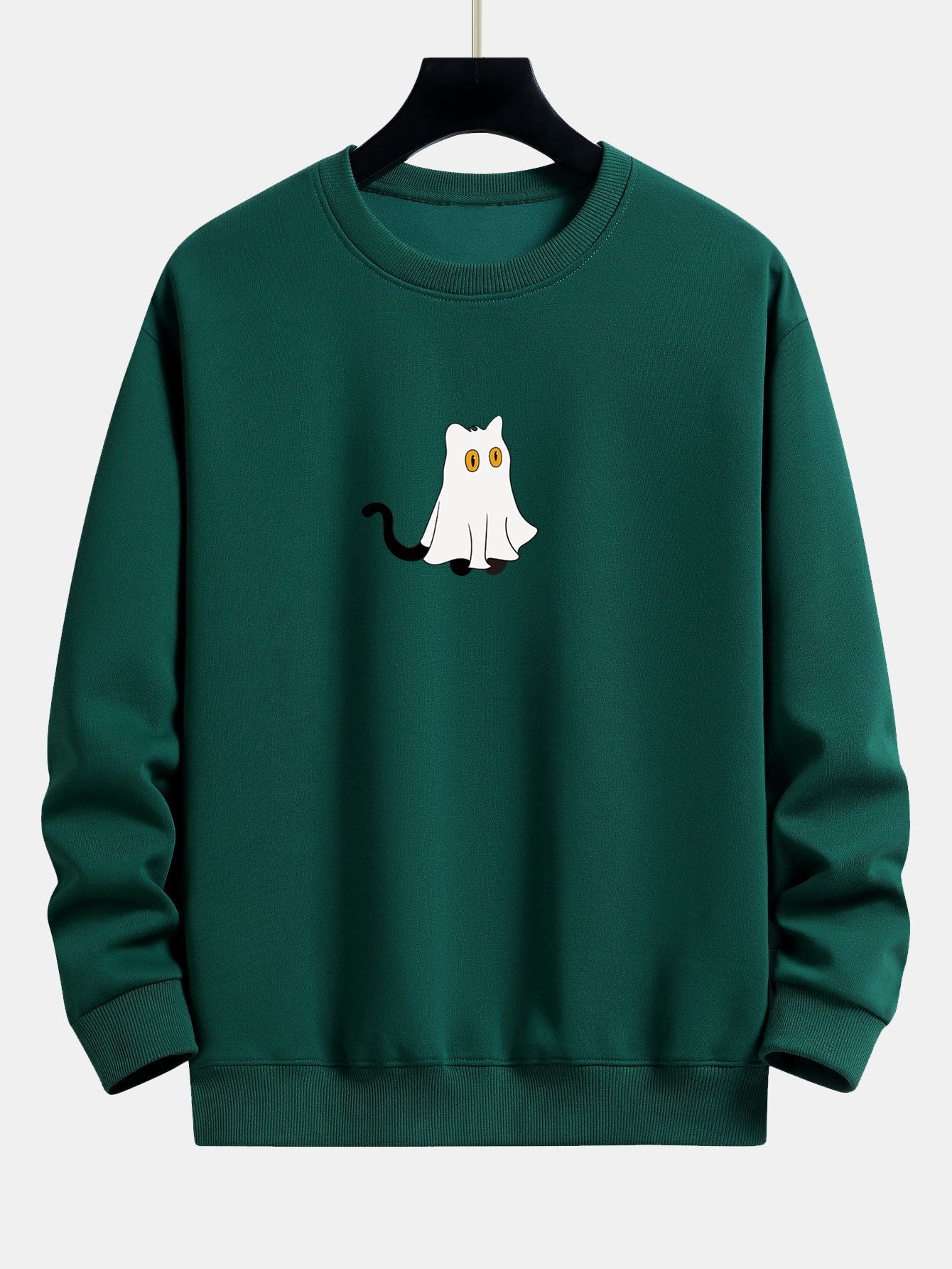 Cat Pretending To Be A Ghost Print Relax Fit Sweatshirt