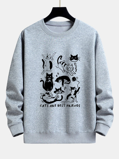 Funny Cat Print Relax Fit Sweatshirt