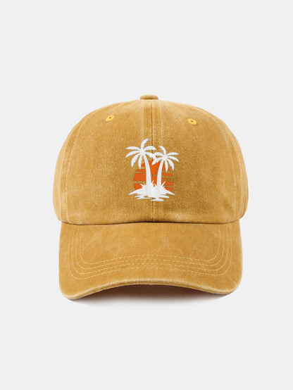 Coconut tree sunset pattern classic retro washed cotton casual baseball cap