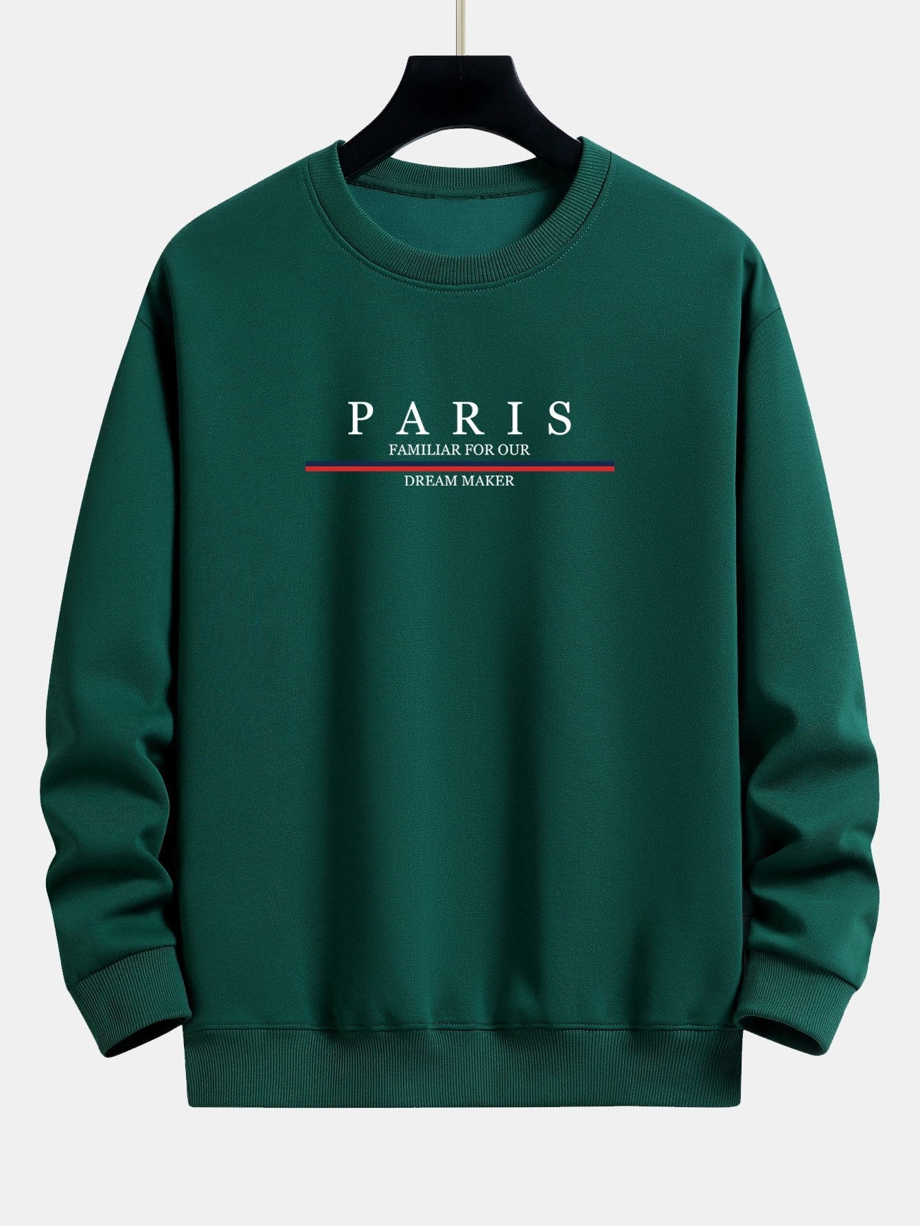 Stripe Paris Slogan Print Relax Fit Sweatshirt