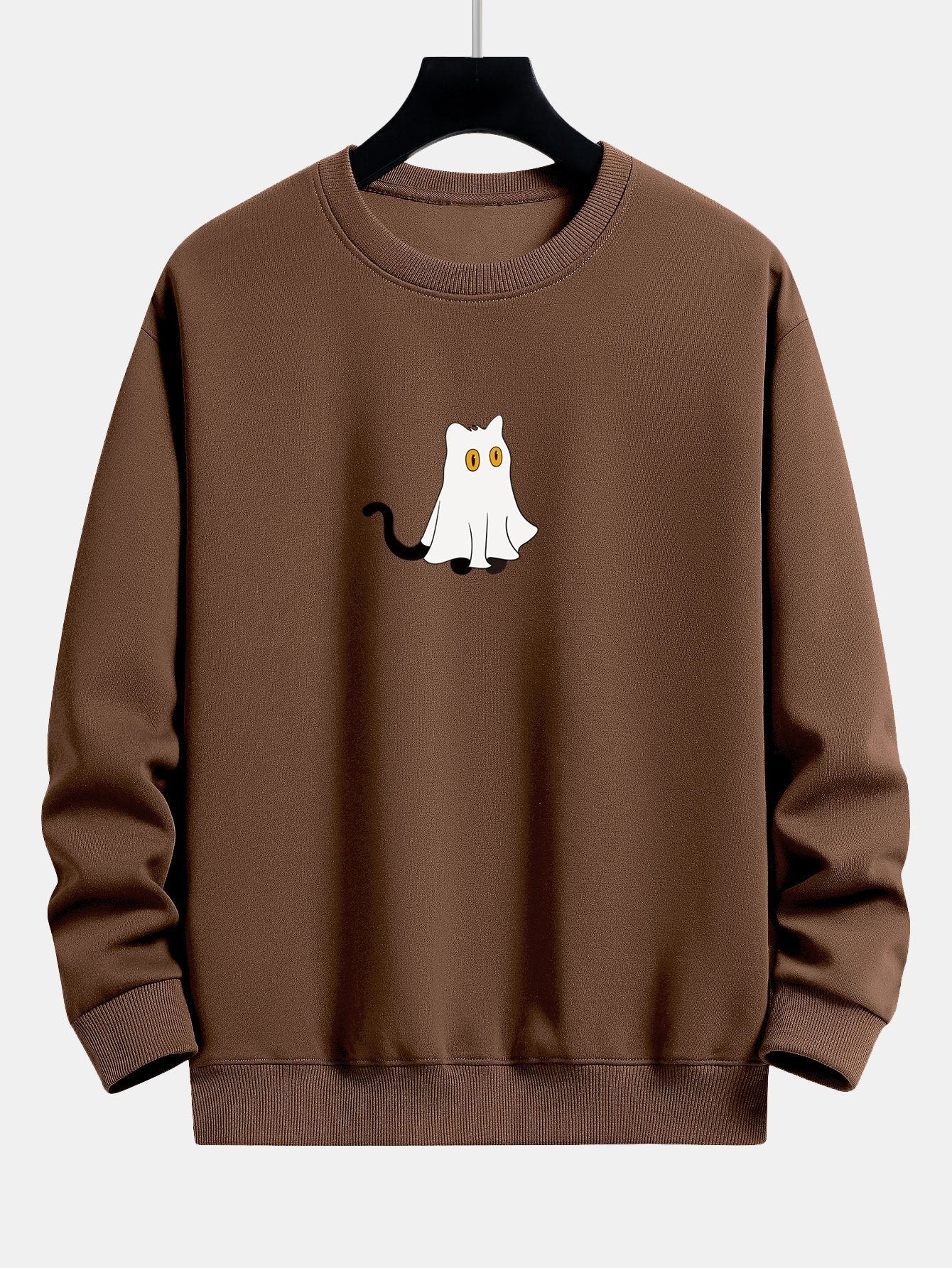 Cat Pretending To Be A Ghost Print Relax Fit Sweatshirt