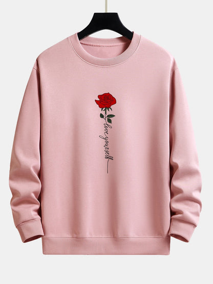 Rose Slogan Print Relax Fit Sweatshirt