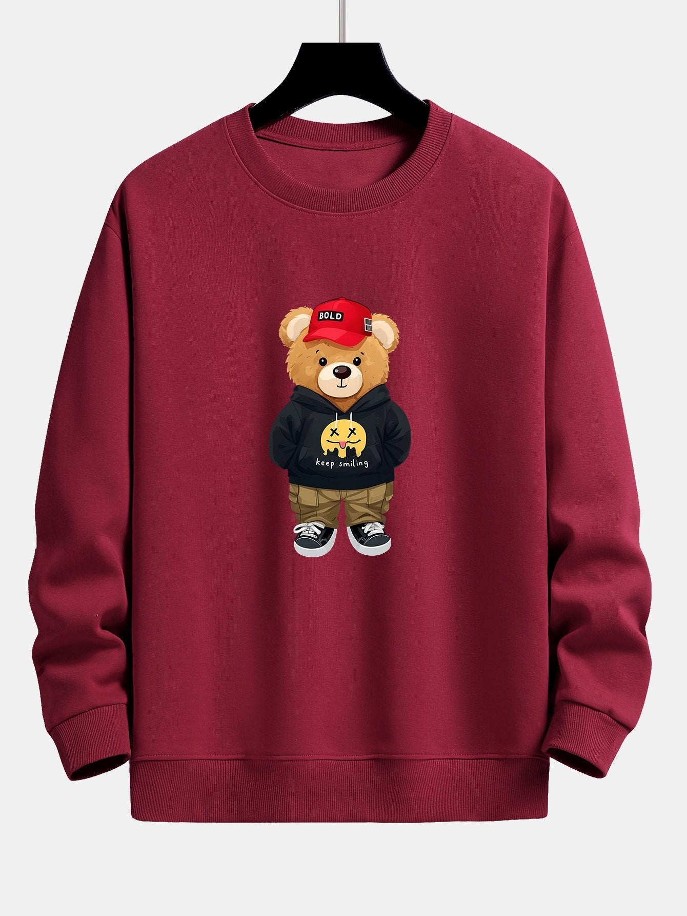 Streetwear  Bear Print Relax Fit Sweatshirt