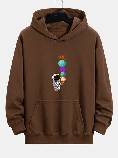 Planet Astronaut Print Relax Fit Hoodie