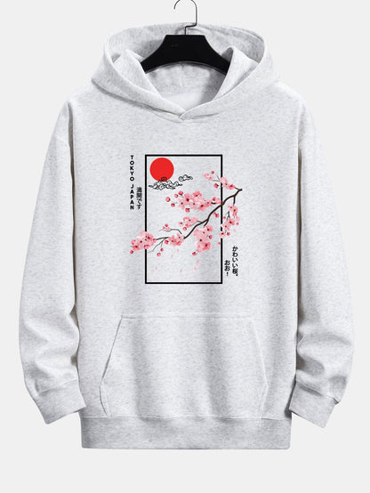 Cherry Blossom Slogan Print Relax Fit Hoodie