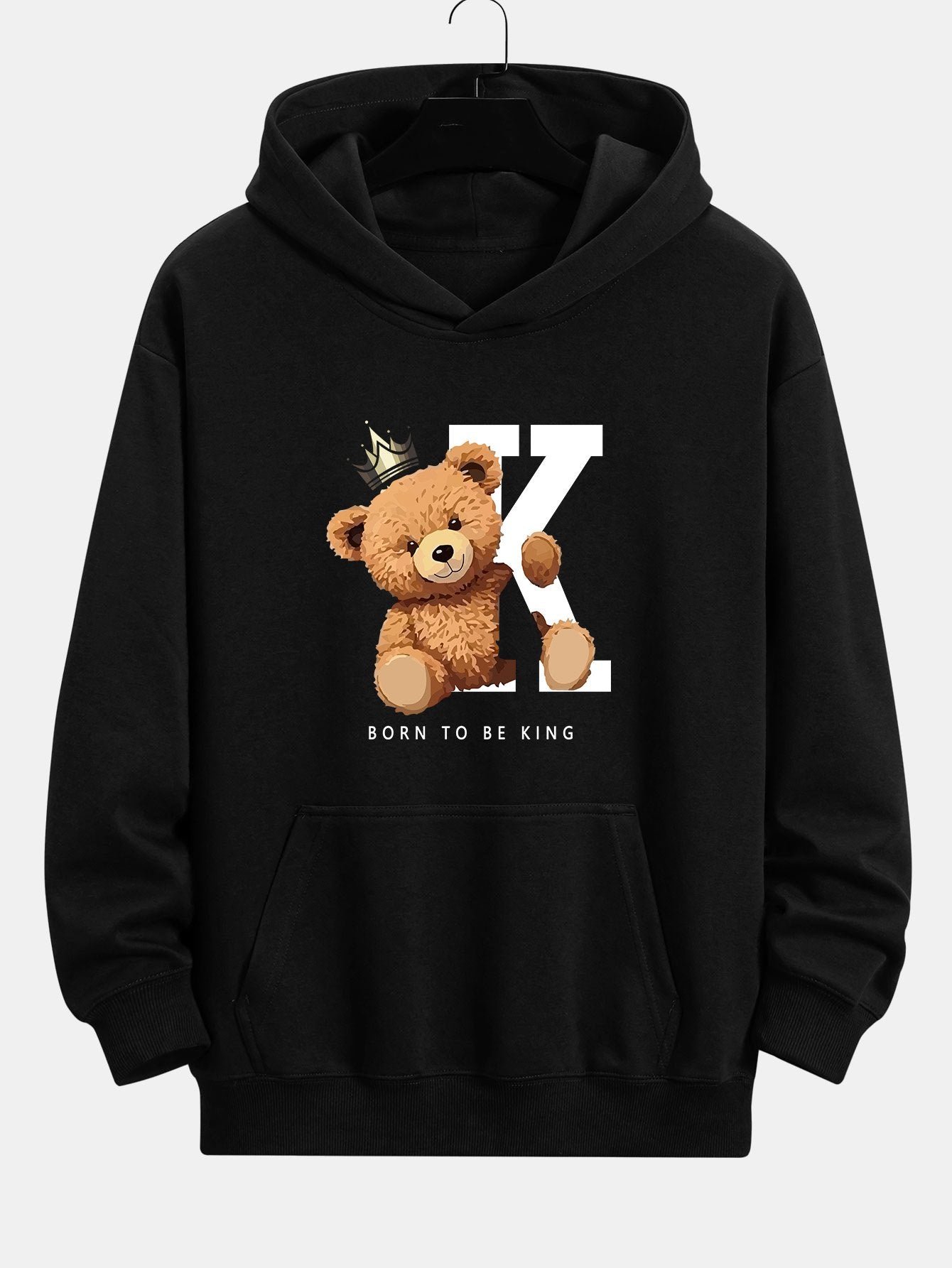 Crown King Bear Print Relax Fit Hoodie