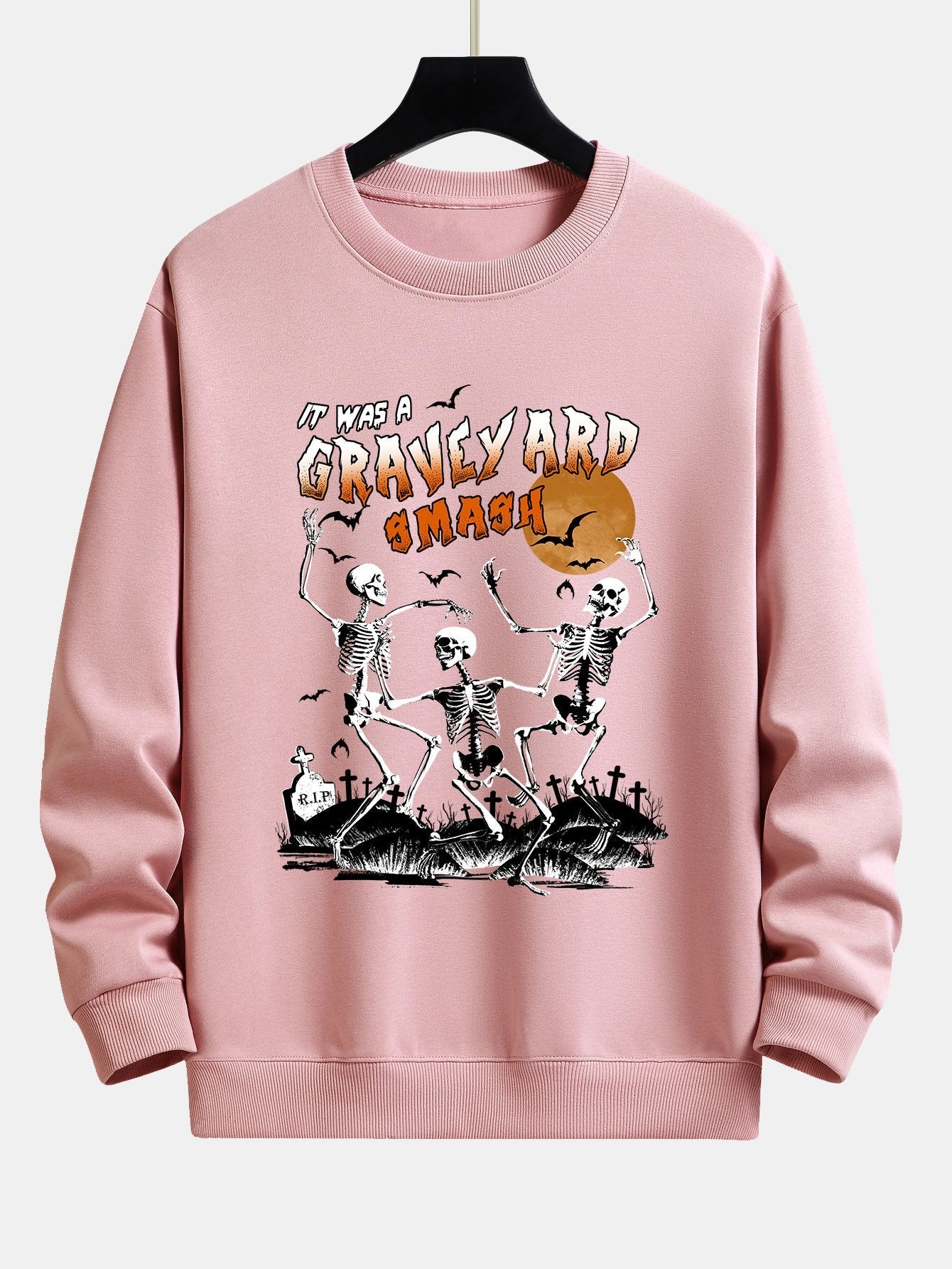 Halloween Dancing Skeleton Print Relax Fit Sweatshirt