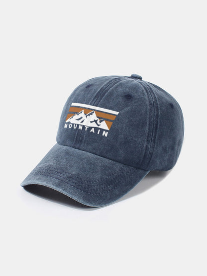 Mountains Pattern Classic Retro Washed Distressed Cotton Baseball Cap