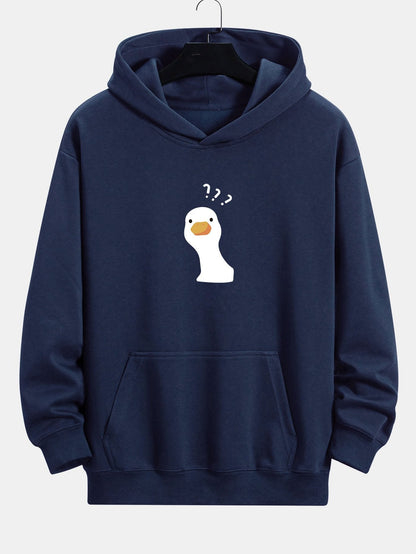 Question Mark Doubtful Duck Print Relax Fit Hoodie