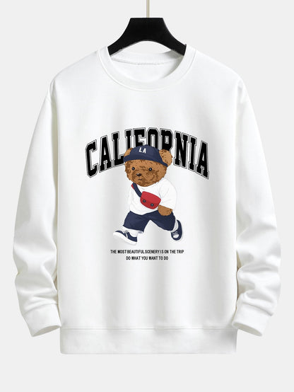 California Fashion Bear Print Relax Fit Sweatshirt