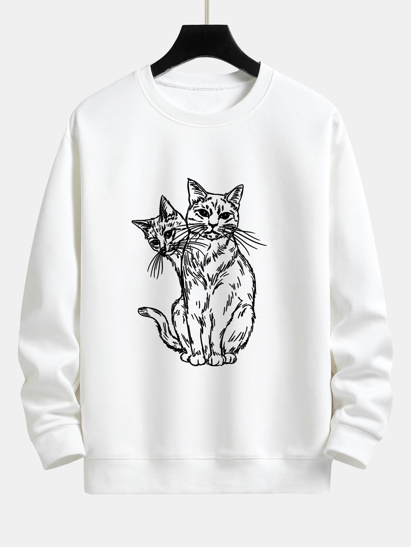 Two Cats Print Relax Fit Sweatshirt