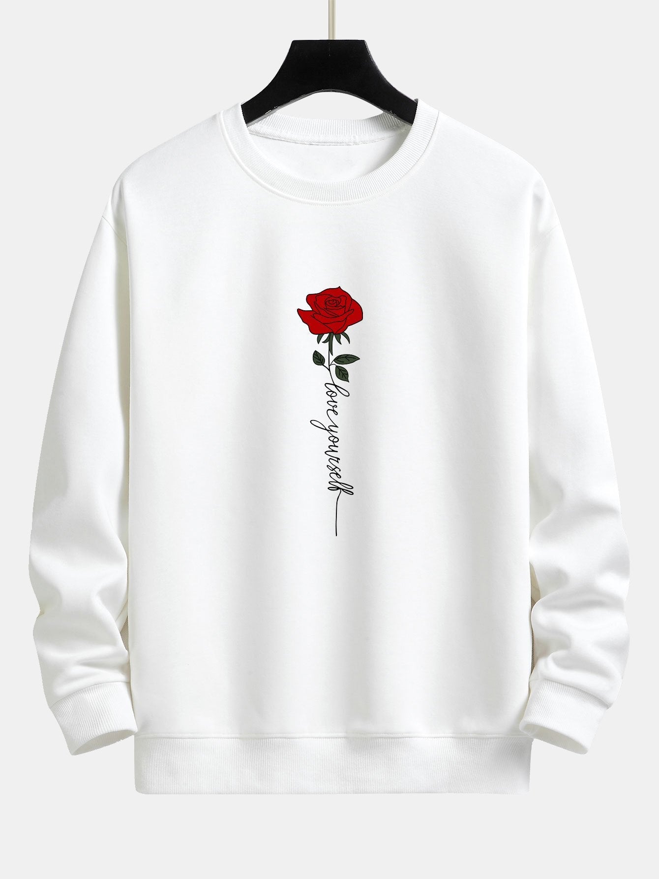 Rose Slogan Print Relax Fit Sweatshirt