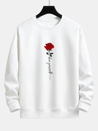 Rose Slogan Print Relax Fit Sweatshirt