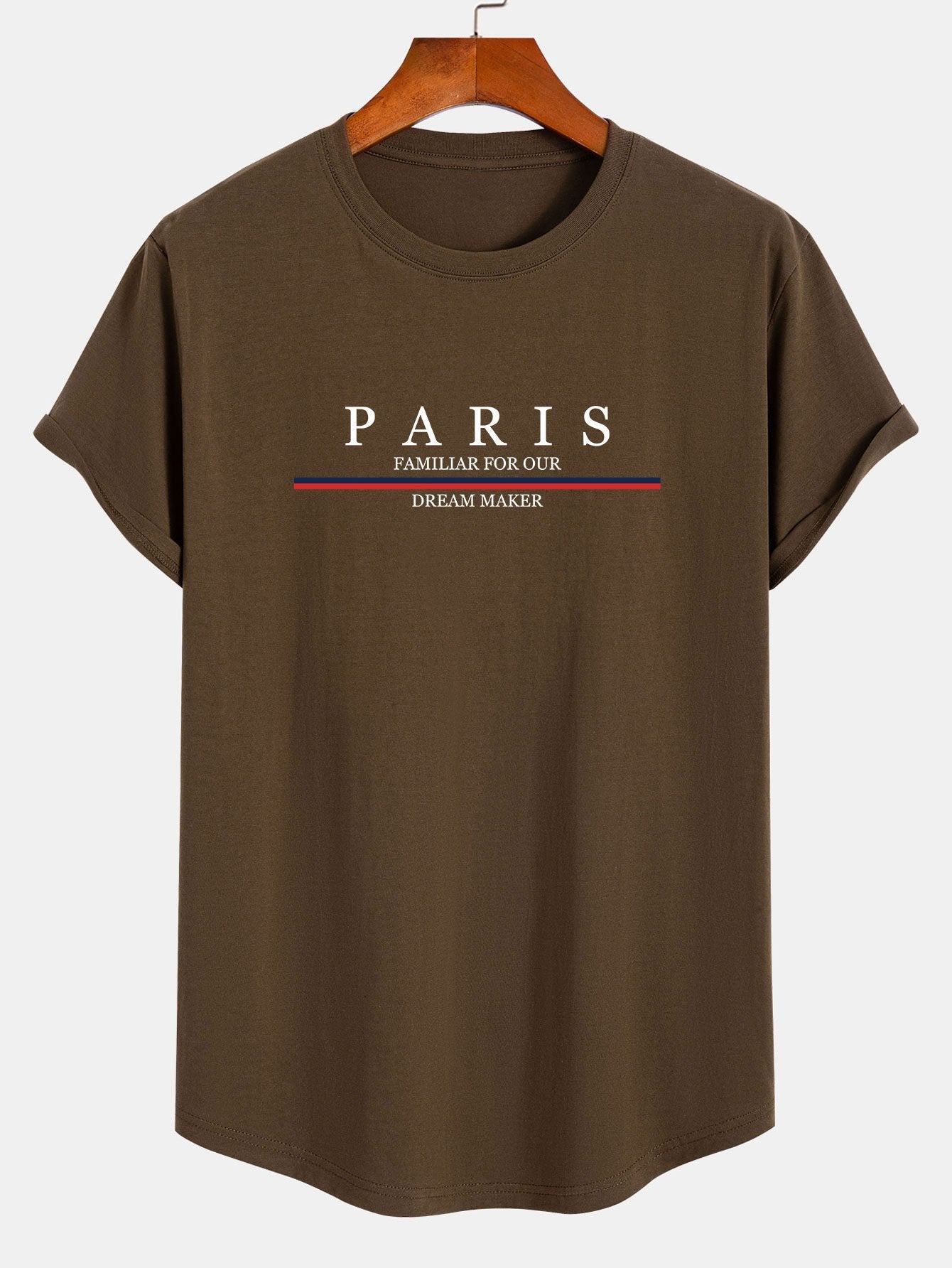 Stripe Paris Slogan Print Cotton Arc Home T-Shirt