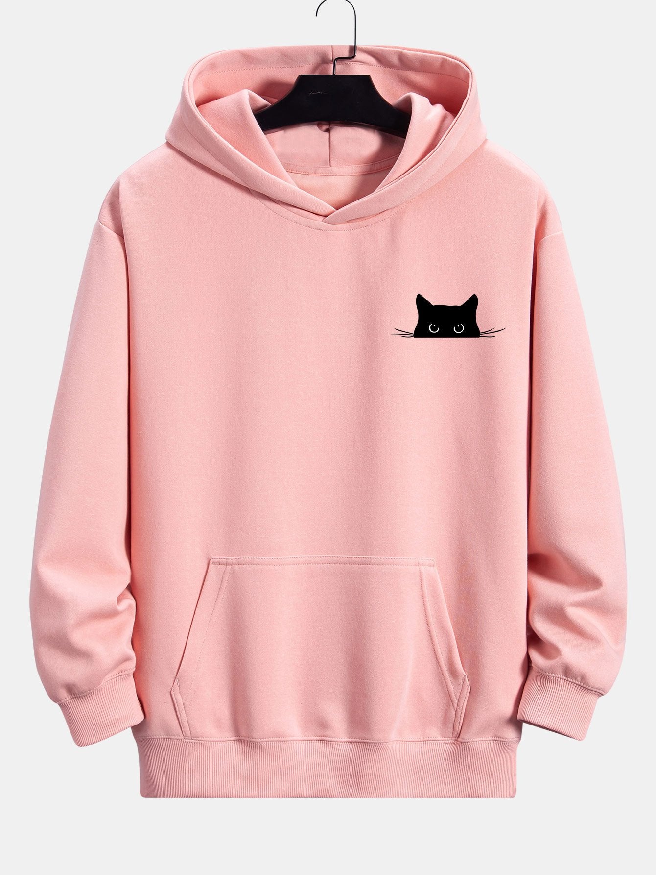 Black Cat Print Relax Fit Hoodie