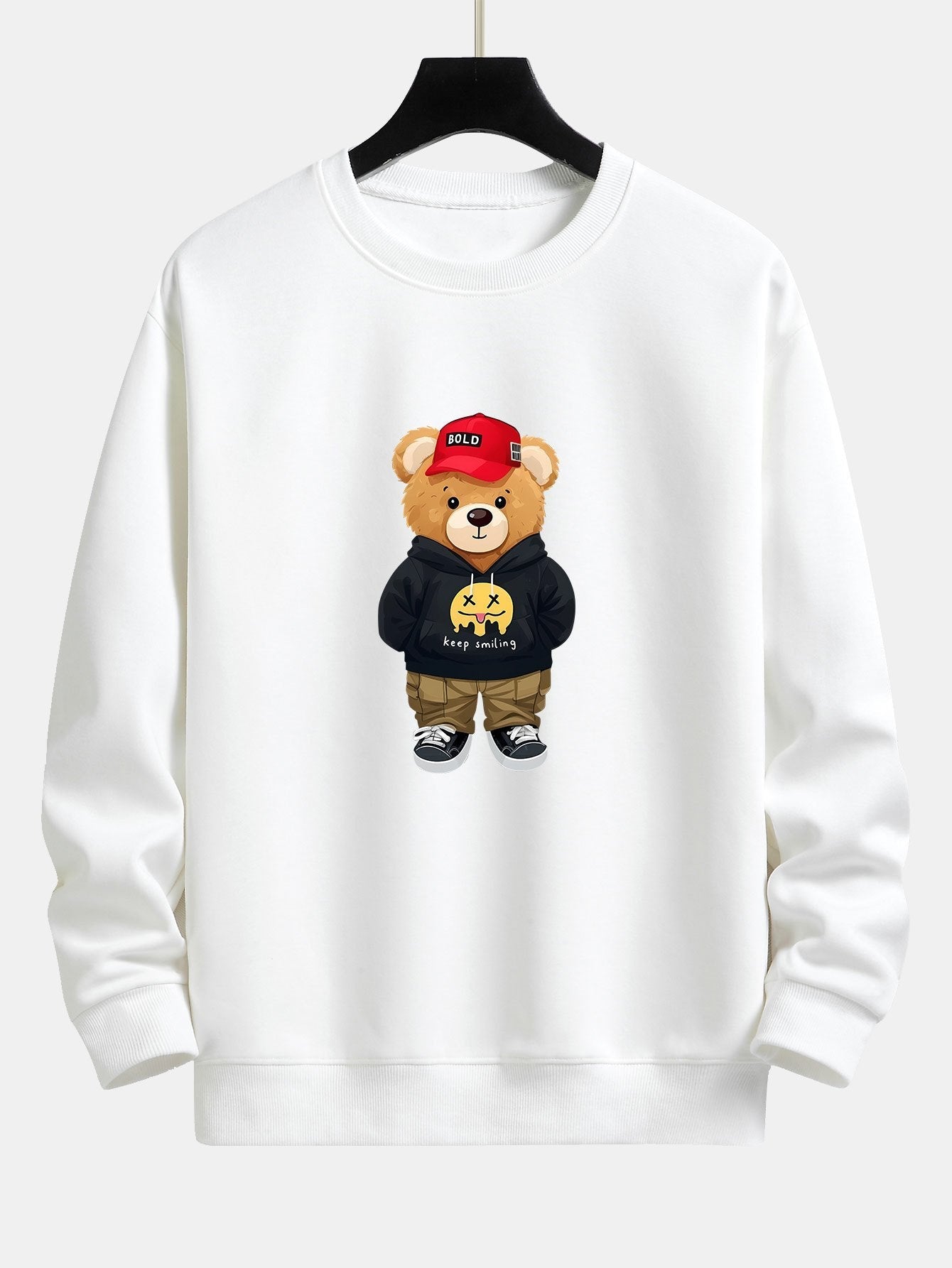 Streetwear  Bear Print Relax Fit Sweatshirt