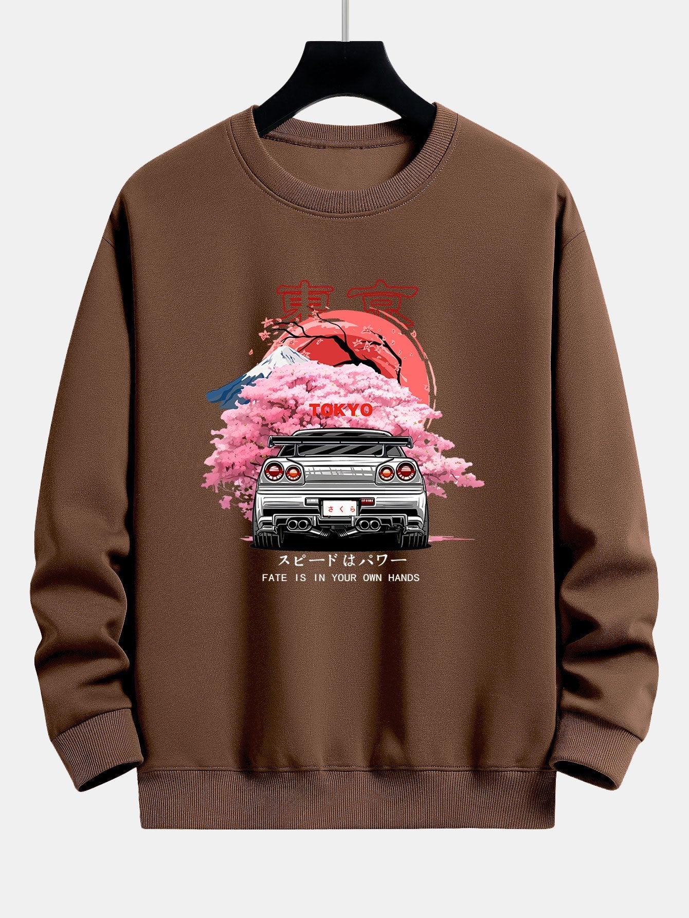 Tokyo Sakura Car Print Relax Fit Sweatshirt