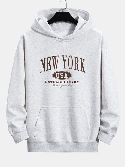 New York Print Relax Fit Hoodie