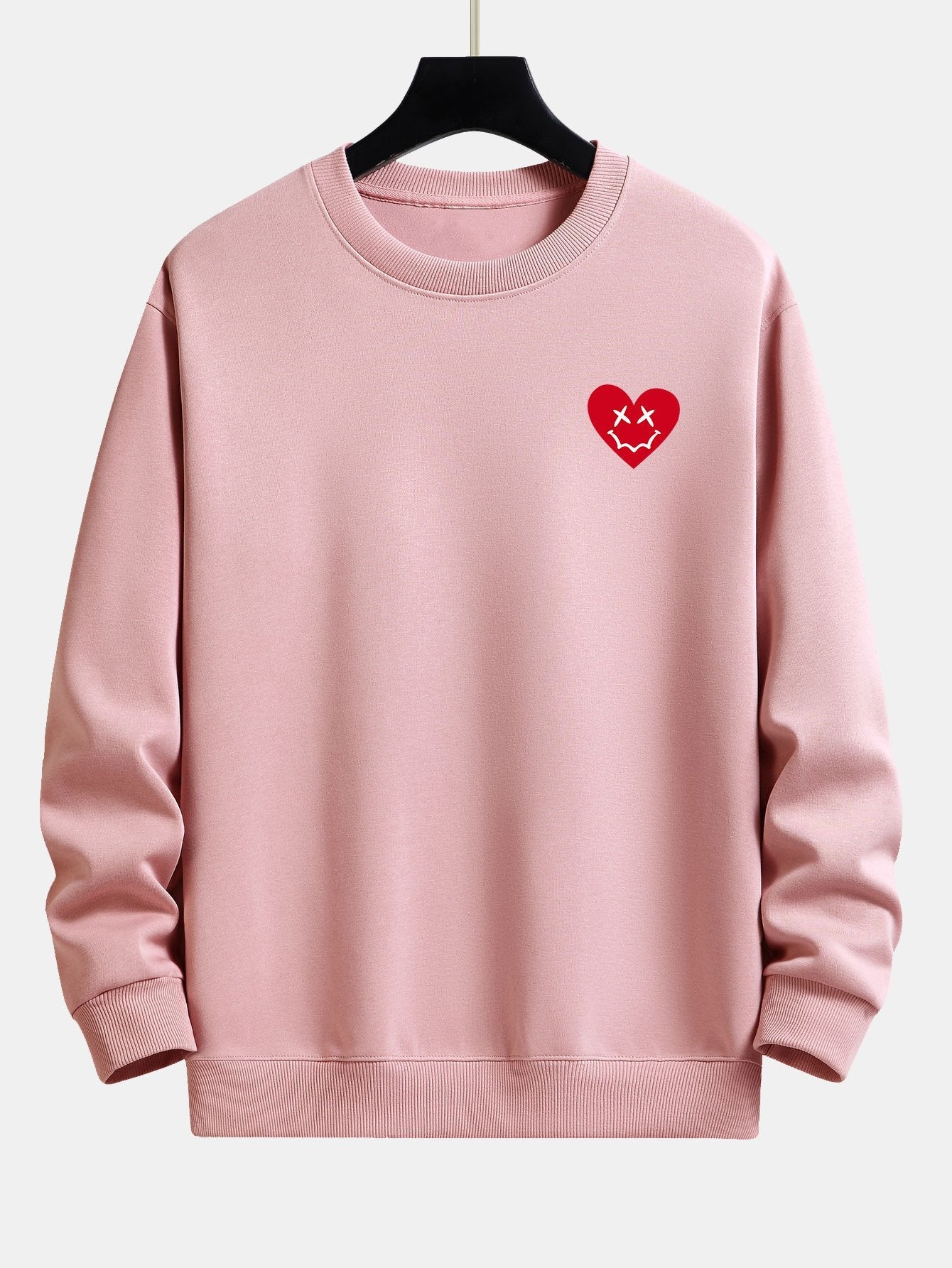 Heart Shaped Smiley Face Print Relax Fit Sweatshirt