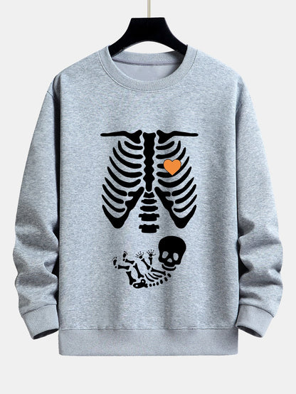 Funny Skeleton Baby Print Relax Fit Sweatshirt