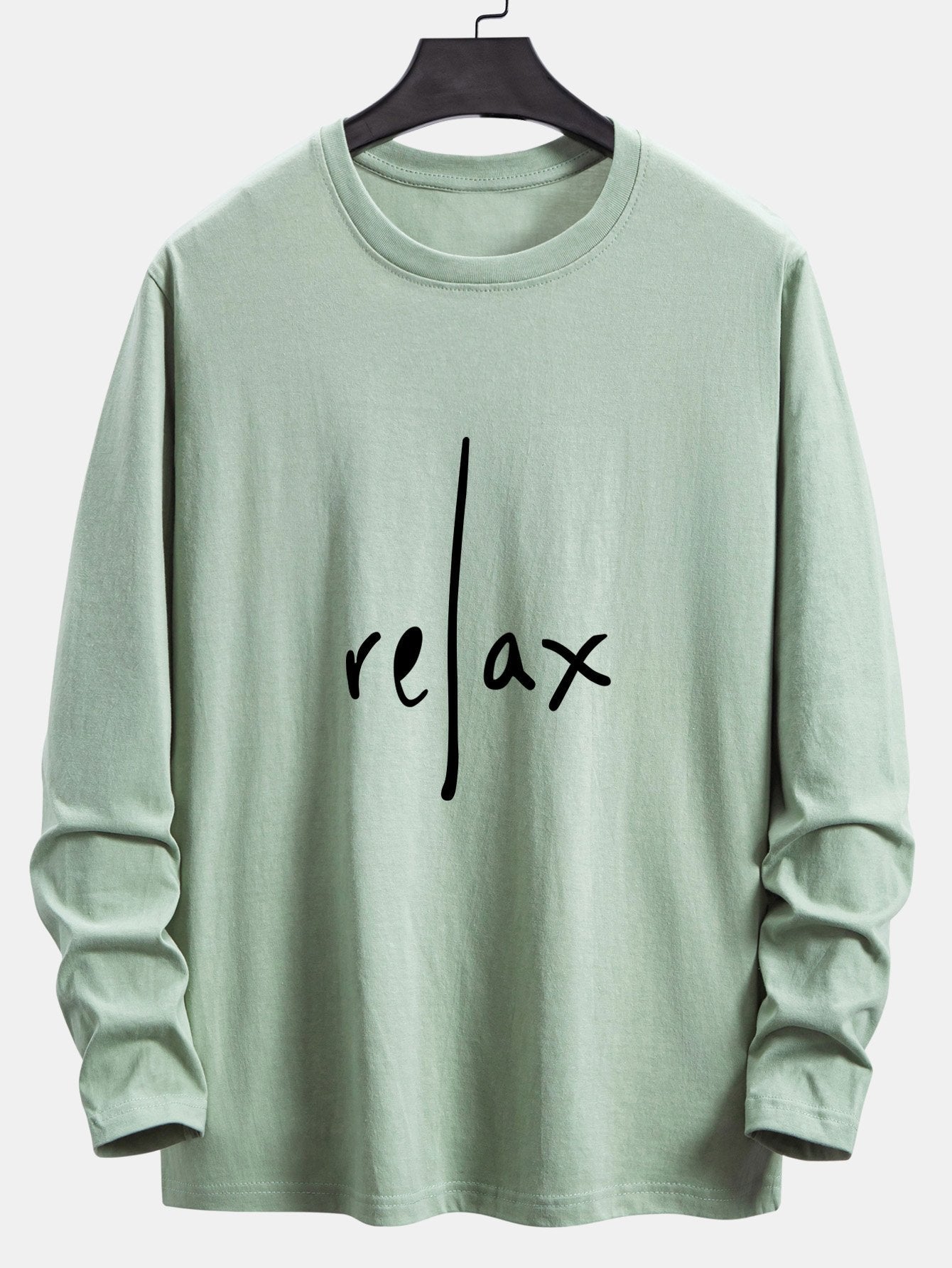 Long Sleeve Relax Slogan Print Cotton T-Shirt