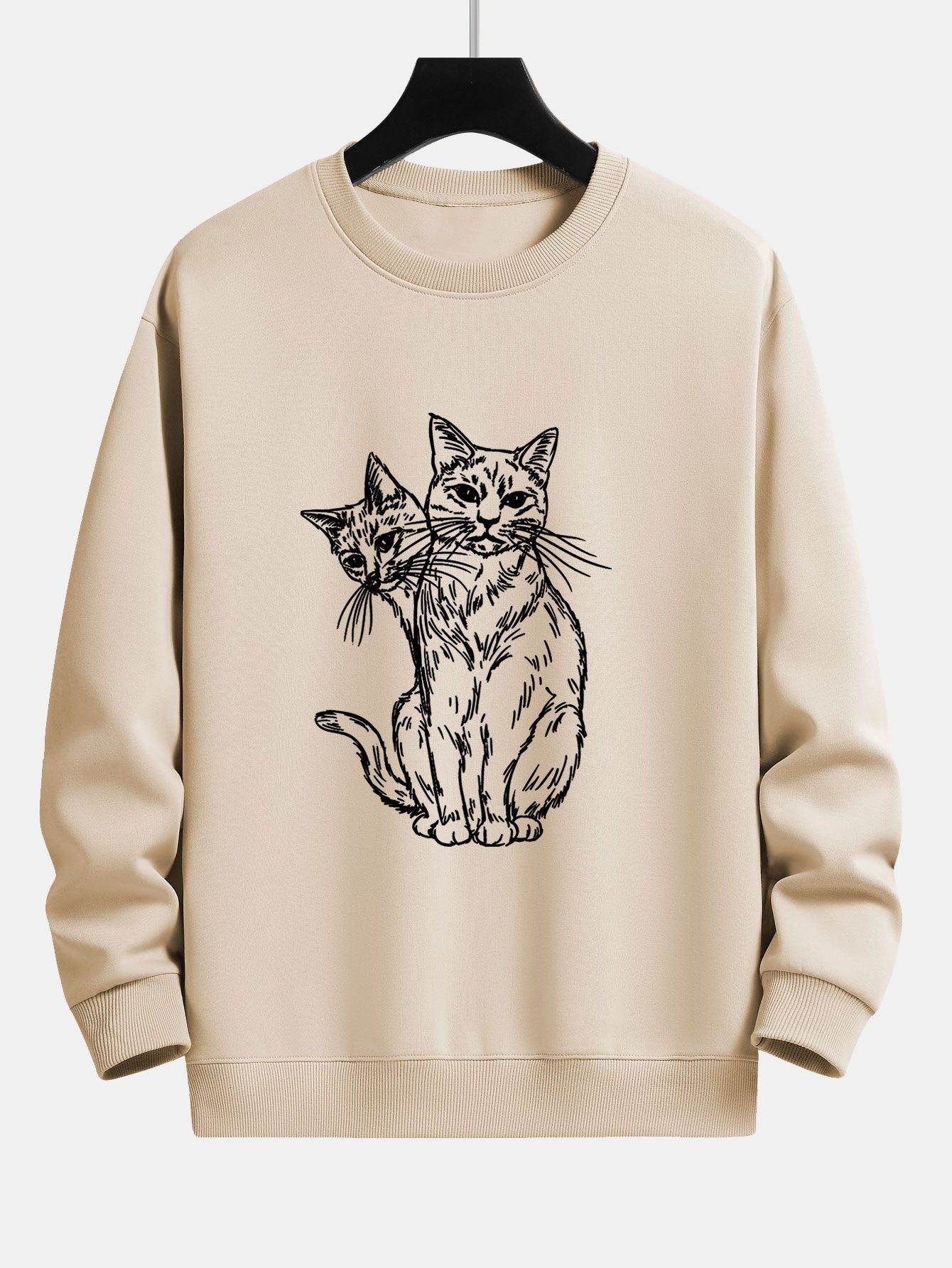 Two Cats Print Relax Fit Sweatshirt