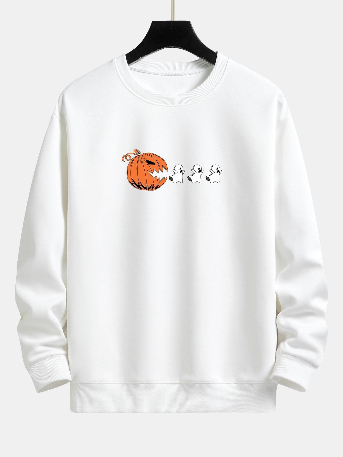 Pumpkin Chasing Ghosts Print Relax Fit Sweatshirt