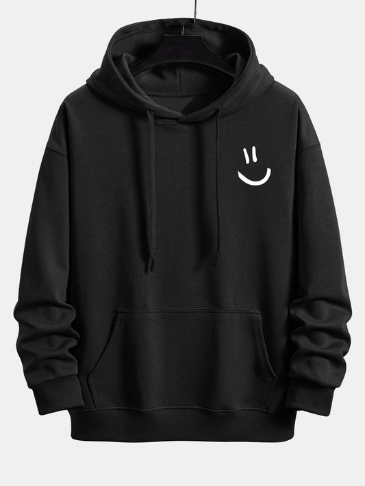 Smiley Face Print Relax Fit Hoodie