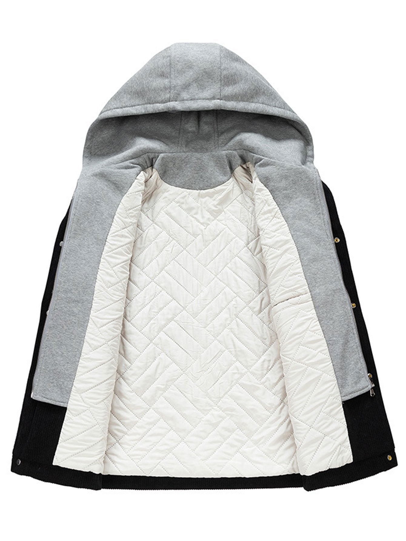 Quilted Lined Corduroy Hooded Coat