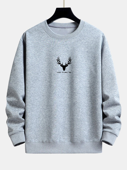 Silhouette Head Deer Print Relax Fit Sweatshirt