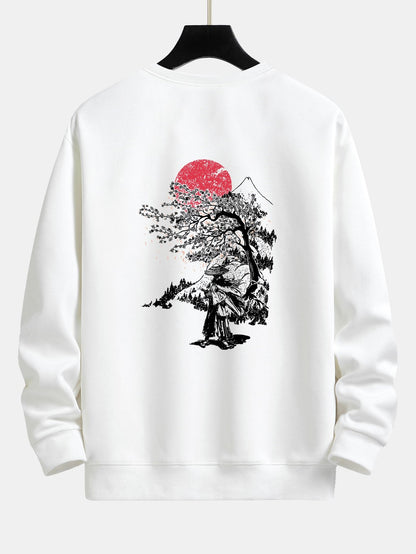 Japanese Samurai Back Print Relax Fit Sweatshirt