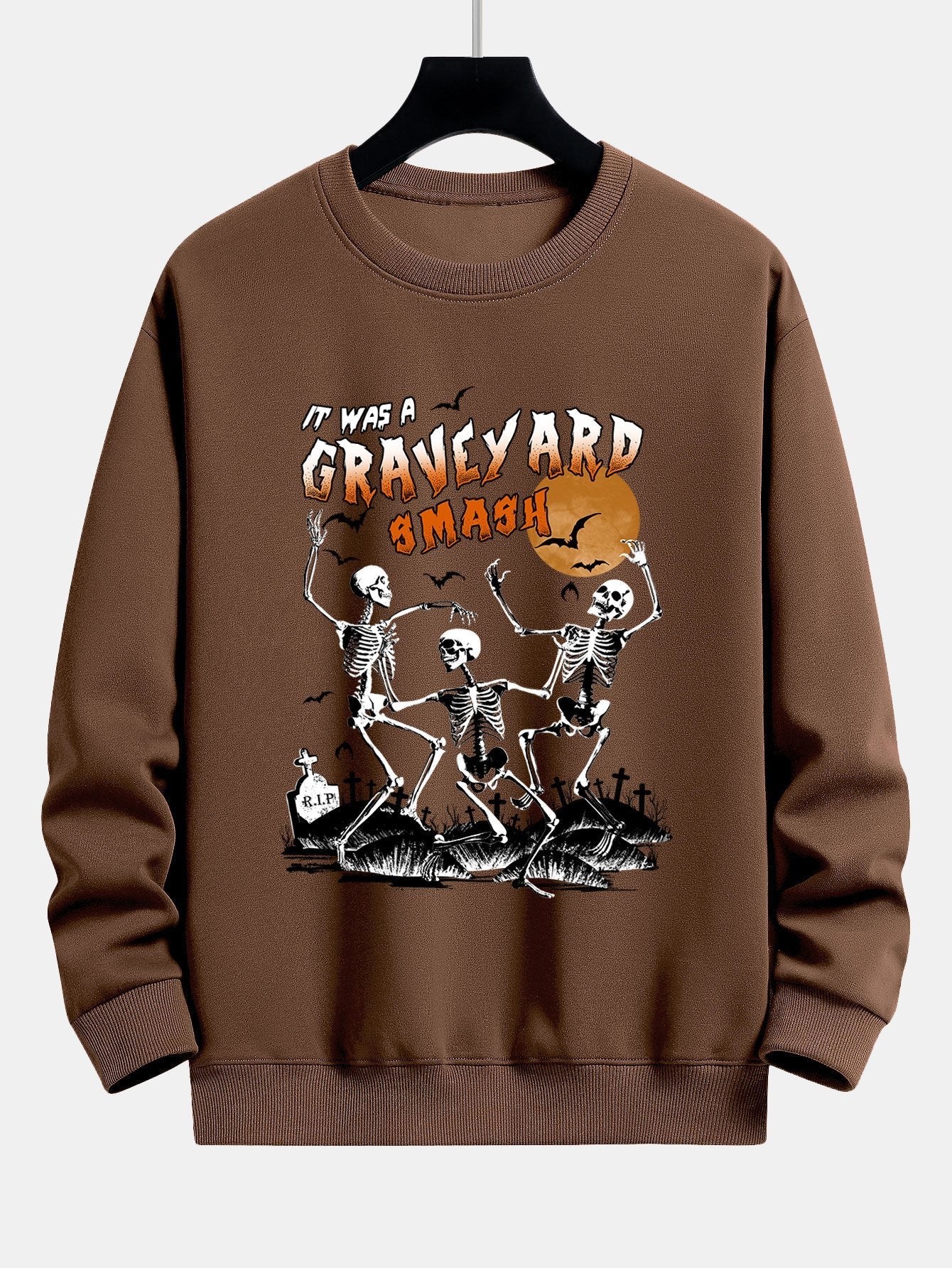 Halloween Dancing Skeleton Print Relax Fit Sweatshirt