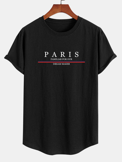 Stripe Paris Slogan Print Cotton Arc Home T-Shirt