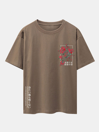 Cherry Blossom Slogan Print Drop Shoulder Oversize T-Shirt