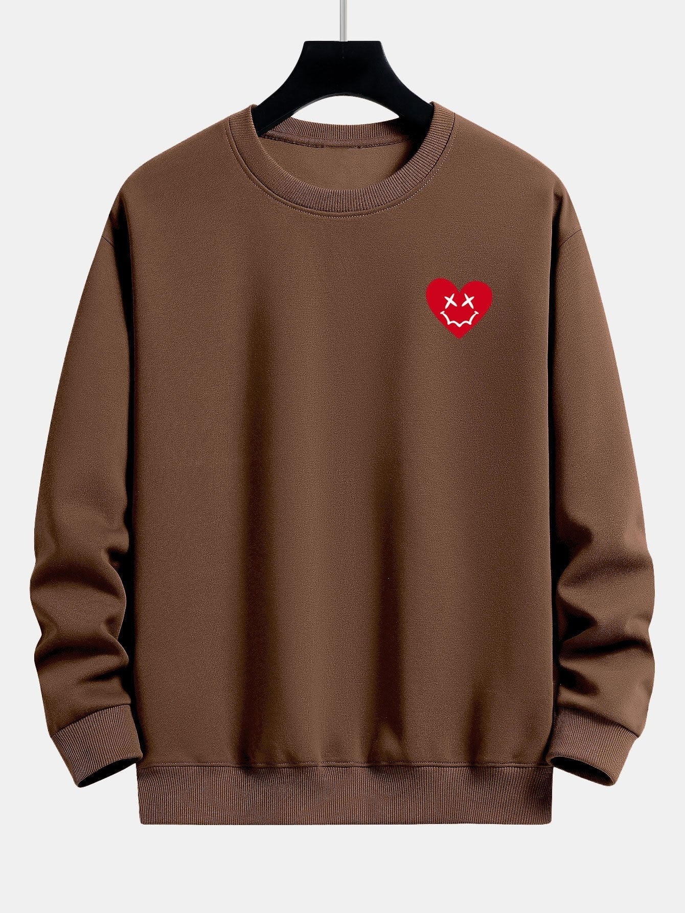 Heart Shaped Smiley Face Print Relax Fit Sweatshirt