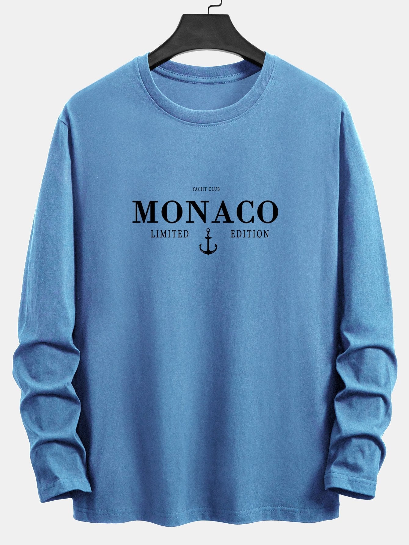 Long Sleeve Monaco Slogan Print Cotton T-Shirt