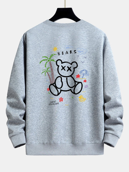 Bear On Vacation Print Relax Fit Sweatshirt