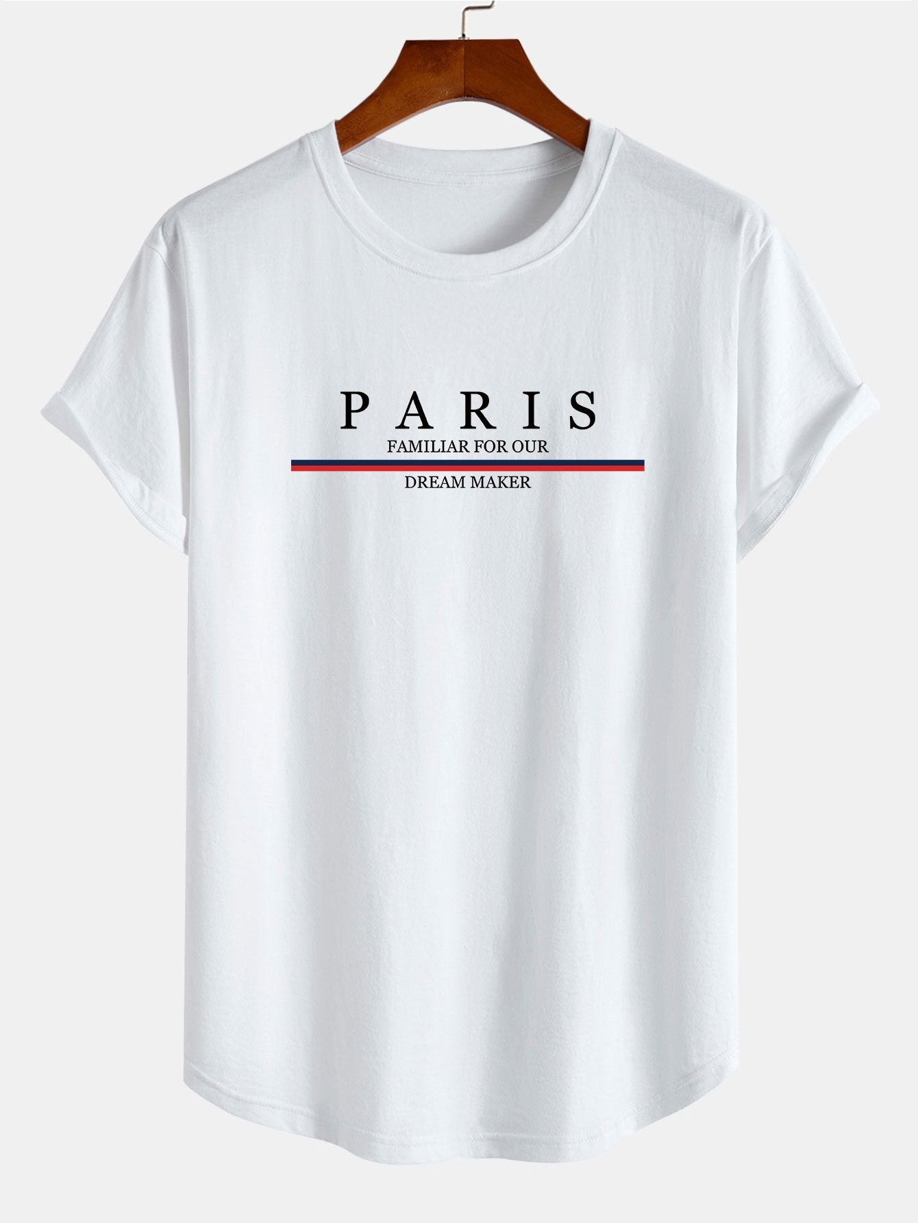 Stripe Paris Slogan Print Cotton Arc Home T-Shirt