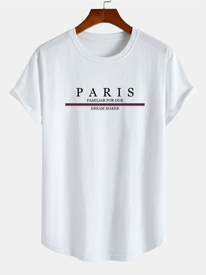 Stripe Paris Slogan Print Cotton Arc Home T-Shirt