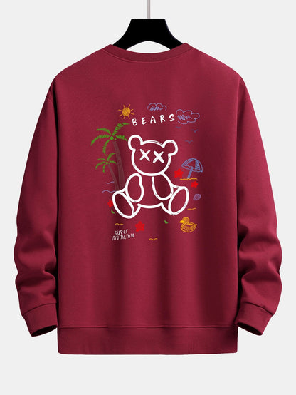 Bear On Vacation Print Relax Fit Sweatshirt