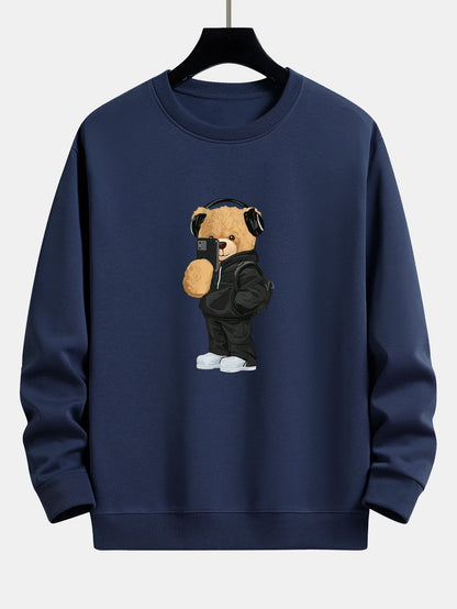 Fashion Bear Taking Photo Print Relax Fit Sweatshirt