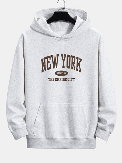 New York Slogan Print Relax Fit Hoodie