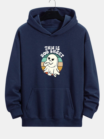 Ghost Slogan Print Relax Fit Hoodie