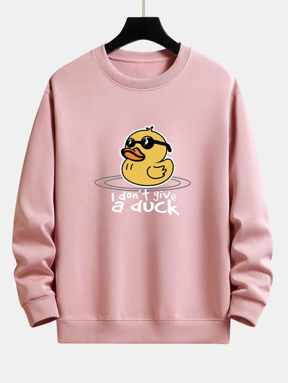 Yellow Duck With Sunglasses Print Relax Fit Sweatshirt