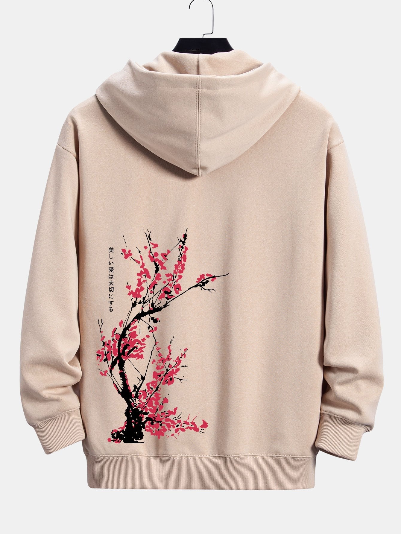 Plum Blossom Slogan Back Print Relax Fit Hoodie