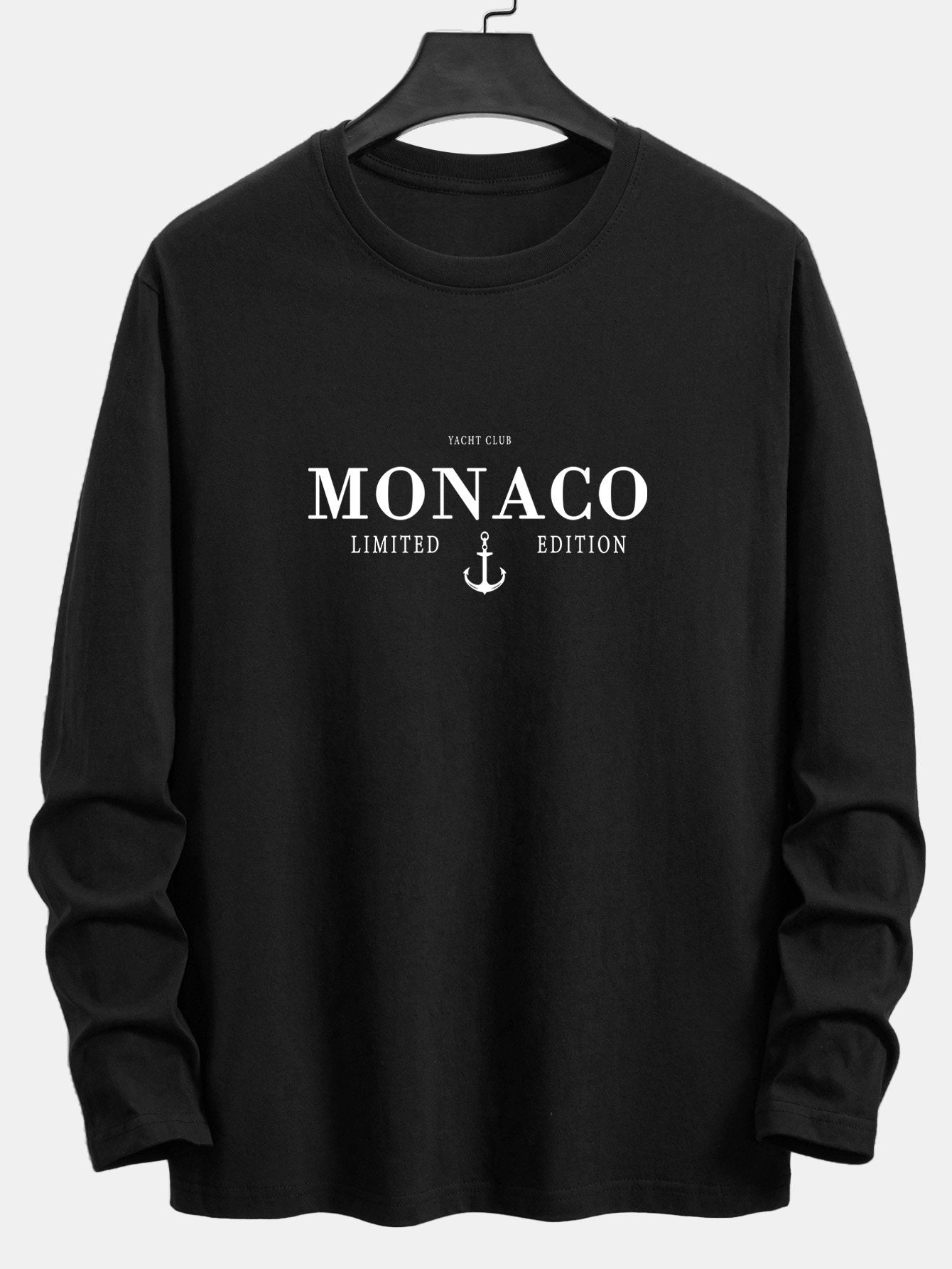 Long Sleeve Monaco Slogan Print Cotton T-Shirt