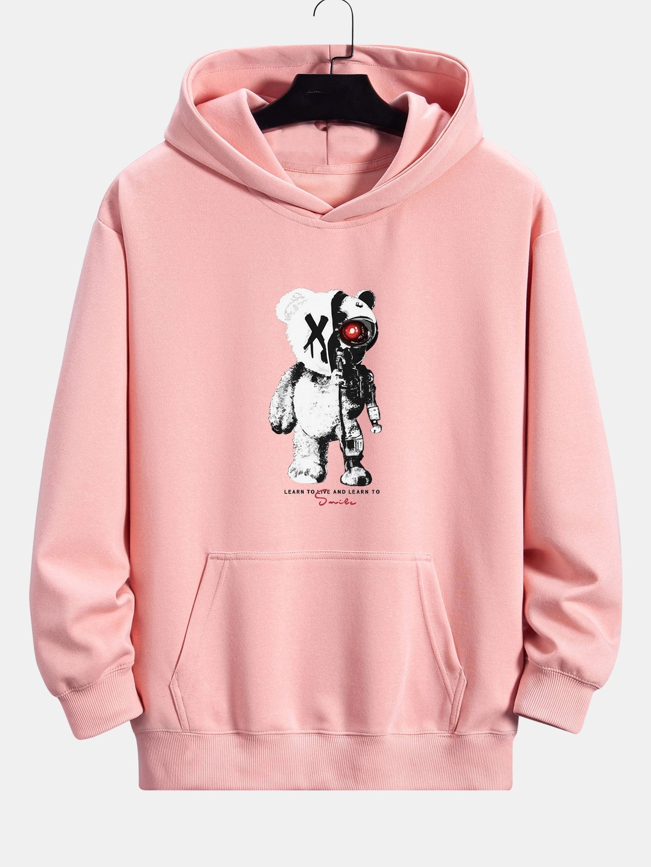 Robot Bear Print Relax Fit Hoodie