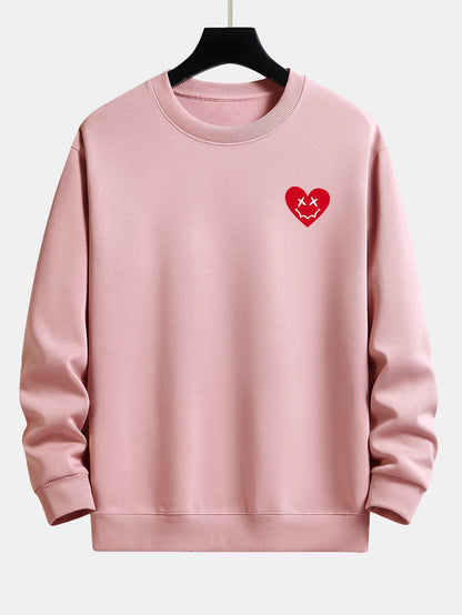 Heart Shaped Smiley Face Print Relax Fit Sweatshirt