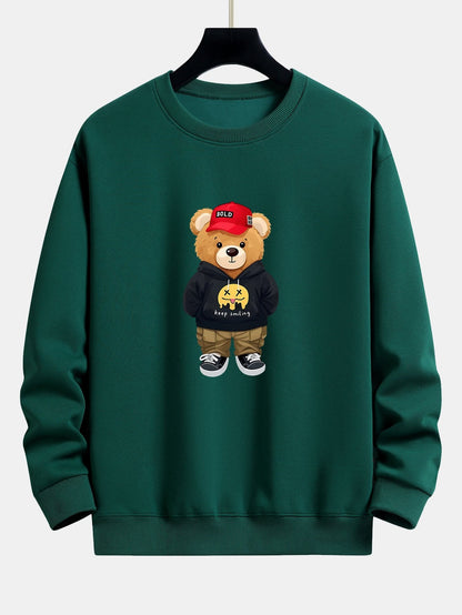 Streetwear  Bear Print Relax Fit Sweatshirt